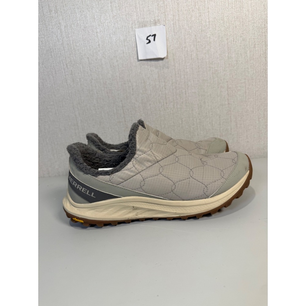 Merrell Nova Sneaker Moc Moonbeam Grey Quilted Fleece Lined Slip On J068248
